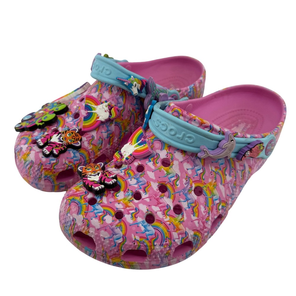 Lisa Frank Crocs Classic Clog Pink Unicorn Men 8/Women 10 Jibbitz 90s Y2K Color